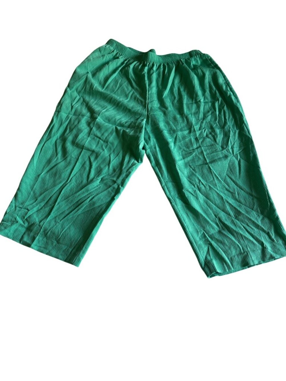 Alfred Dunner Womens Plus Size Pull-On Crinkle Pants Elastic Waist Green 18W